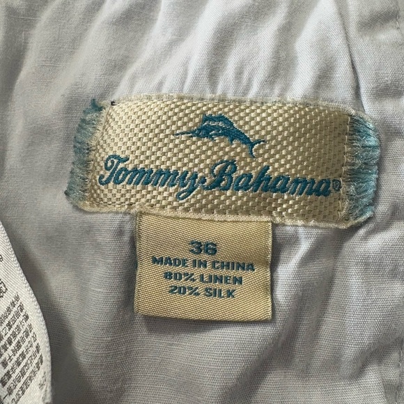 Tommy Bahama Men Gingham Check Blue Flat Front Casual Shorts. Linen/Silk Blend. - Picture 8 of 11